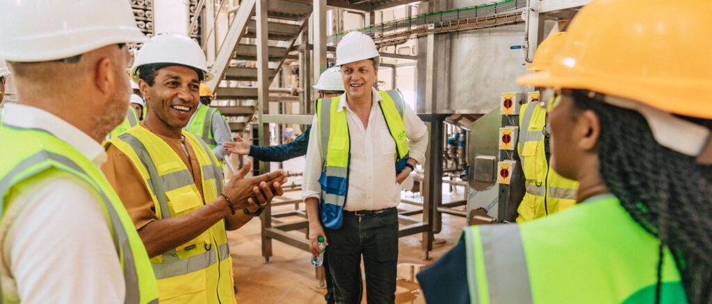 Visite de l'usine en compagnie d'Antoine de Saint-Affrique, directeur général de Danone.